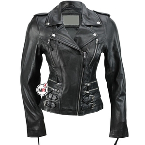Veste de motard d'hiver en peau de mouton de haute qualité pour femmes Design à col montant avec poche zippée Coupe-vent Respirant et léger - Product Image 3