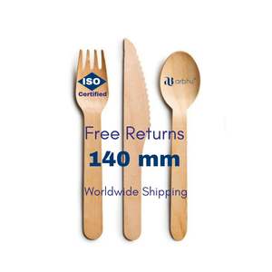 Juego de tenedor de cuchillo de cuchara de bambú desechable de primera calidad 100% ecológico Biodegradable Natural para fiestas de comida - Product Image 1