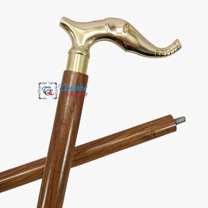 Bastón de Madera Marrón Ajustable con Mango de Latón Pulido, Plegable en 2, Hecho a Mano, Duradero, Estilo Art Deco, Regalo para el Día del Padre o de la Madre - Product Image 5