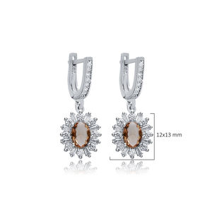 CZ forma ovalada piedra sultanita pendientes colgantes 925 joyería de plata esterlina al por mayor joyería turca hecha a mano - Product Image 2