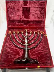 Bougeoir Menorah Hanoukka en aluminium, fait à la main, arbre argenté, design de la vie, juste arrivé, bocaux de lanterne à texture basse - Product Image 6