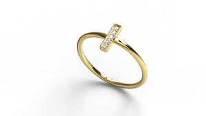 Luxury 18K Gold Vertical <b>Bar</b> Round Diamond Ring For Women Stacking Ring Anniversary Promise Gift Fine Jewelry For Women - Product Image 2