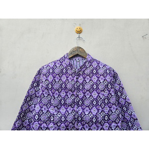Veste matelassée violette vintage faite à la main pour femmes, rayure élégante, impression élégante, coton biologique de meilleure qualité, lin - Product Image 4