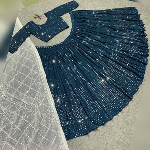 Lehenga Choli De Seda Con Secuencia De Georgette Trabajo Dupatta Para Ropa De Boda Nupcial, Lehenga Choli Elegante Para Mujeres Y Niñas - Product Image 2