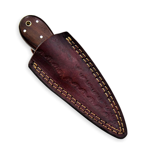 Cuchillo de Acero de Damasco de Alta Calidad con Funda de Cuero para Acampar al Aire Libre y Cazar, con Cubierta de Cuero - Product Image 5