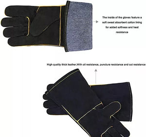 Latest Design Cow Hide Hand Production Heavy Duty Heat Protection <b>Welding</b> <b>Glove</b> 2025 Breathable Leather <b>Gloves</b> From Pakistan - Product Image 4