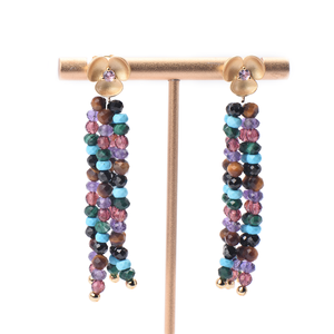 Boucles d'oreilles pendantes plaquées rhodium à la mode ensemble de bijoux avec pierres précieuses en cristal d'améthyste turquoise pour cadeau de mariage pour femme - Product Image 4