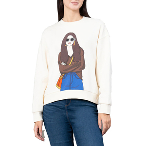 High Quality Plus Size Winter Long Knitted Crew Neck Sweatshirt for Women Front Logo Polyester/Cotton Breathable Eco-Friendly - Product Image 1
