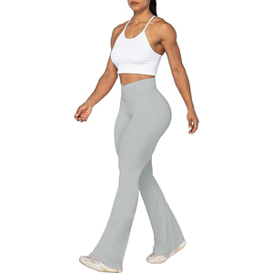Leggings évasés taille haute personnalisés OEM vêtements de sport contrôle du ventre vêtements de fitness pantalons de yoga d'entraînement à jambes larges avec conception de taille moyenne - Product Image 5