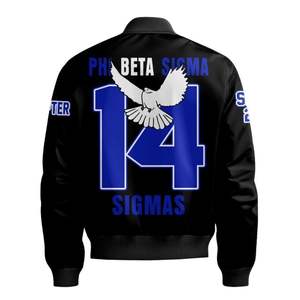 Chaqueta Azul Satinada Phi Beta Sigma 1914, Estilo Universitario de la Fraternidad Griega Big Sigma, Ropa Universitaria Personalizada de Alta Calidad - Product Image 4