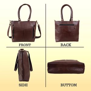 Ensemble sac à bandoulière et portefeuille en cuir de vachette pour femme, sac à bandoulière en cuir véritable, élégant, léger, à rayures - Product Image 2