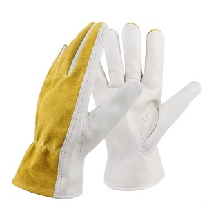 Gants de sécurité en cuir de vache de haute qualité dos élastique rétréci avec protection de la paume de renfort supplémentaire pour les conducteurs - Product Image 1