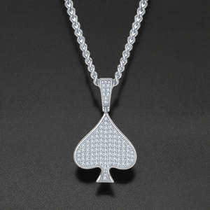 Trendy Hip Hop 925 Silver Moissanite Spade Pendant Custom Iced Out Poker <b>Card</b> Pendant Fashion Pendants Charms Jewelry for Men - Product Image 2