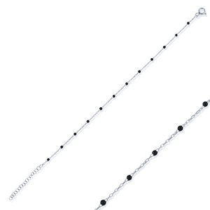 Pulsera de Cadena con Diseño de Esmalte Negro, Chapada en Rodio y Oro, Joyería Turca Hecha a Mano en Plata de Ley 925 - Product Image 4