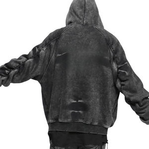 Sweat-shirt vintage de haute qualité personnalisé avec poche kangourou, épaules tombantes, manches bouffantes, sweat-shirt pour homme - Product Image 2