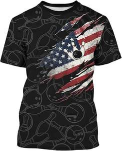 เสื้อยืดคอกลมแขนสั้นสำหรับชายและหญิงเสื้อทีมกีฬาพิมพ์ลายลูกโบว์ลิ่งแบบกำหนดเองคุณภาพพรีเมี่ยม - Product Image 1