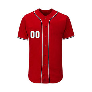 Maillot de baseball unisexe de haute qualité personnalisé Chemise boutonnée à impression entièrement personnalisée avec manches courtes Maillots de baseball grande taille - Product Image 2
