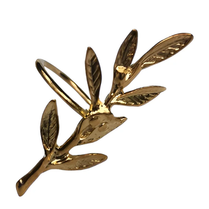 Décoratif prix de gros nouveau métal vintage or couleur feuille rond de serviette pour les fêtes de décoration - Product Image 1