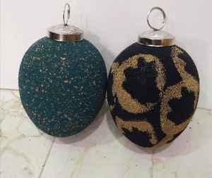 Adornos navideños hechos a mano de lujo con acabado dorado, adornos colgantes en forma de bola, decoración de Festival inastillable para árboles caseros - Product Image 4