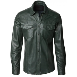 All Sizes New Arrival Customized High Quality Eco-Friendly Breathable <b>Men</b> Leather <b>Shirts</b>-Stand Collar Casual Style Professional - Product Image 1