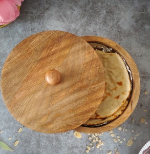 Premium Handcrafted Wooden Classic Mango Wood Chapati/ Roti <b>Box</b> - Casserole - Product Image 1