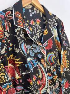 Mukut, conjunto de pijama de longitud completa transpirable de algodón suave con cuello en V y estampado de animales para mujer, ropa de dormir de verano/primavera o regalos de dama de honor - Product Image 3