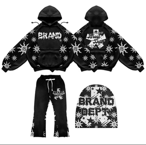 Chándal de rizo francés personalizado de peso pesado para hombres-Conjunto de Jogger y sudadera desgastada de gran tamaño - Product Image 2