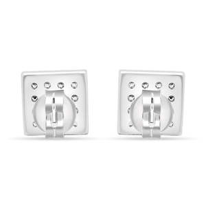 Pendientes Zarkan Geométricos de Oro de 14K con Diamantes y Circonitas, Plateados en Oro Rosa para Compromiso - Product Image 4