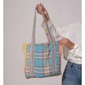 Bolso Kantha de estilo bohemio para mujer, bolso de algodón Vintage hecho a mano, estilo informal, duradero, suave, estampado abierto, reutilizable para compras de comestibles - Product Image 2