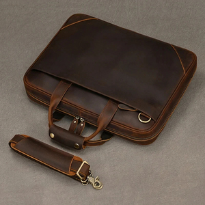Classic Leather Laptop Messenger with Crossbody Shoulder Strap Protective & Portable Work Bag - Product Image 3