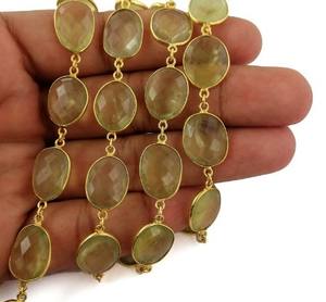 Ensemble de lunette en Quartz citron chaîne de connecteur forme inégale chaîne de connecteur de lunette de pierres précieuses naturelles pour la fabrication de bijoux - Product Image 2