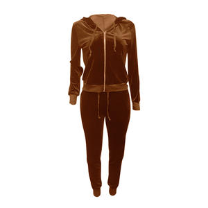 New Fashion Women's 2-Piece 100% Cotton Velour Tracksuit Button Decoration Lace Embroidery Jogging Sports Sweatsuit <b>Set</b> All - Product Image 2