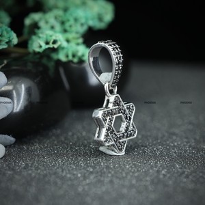Pendentif Charme Mode en Argent Sterling 925 avec Moissanite Noire en Forme d'Étoile, Pendentif de Haute Qualité, Bijoux Hip Hop pour Hommes - Product Image 4