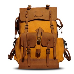 Leather Canvas Luxury Backpack Stylish Vintage Travel <b>School</b> Laptop <b>Rucksack</b> Large Capacity Eco-Friendly Unisex Factory - Product Image 6