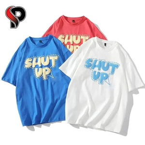 Camiseta de algodón de calidad de primera clase para mujer, estampado de soplo liso de gran tamaño, logotipo personalizado, patrón sólido - Product Image 6