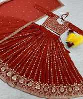 Ensemble Lehenga Choli en coton Georgette brodé, design moderne, tenue festive pour femme, pour mariage et festivals, nettoyage à sec et en machine