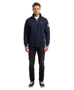Sweat-shirt personnalisé pour homme en coton épais, col montant zippé, en molleton bouclette, écologique, OEM ODM - Product Image 1