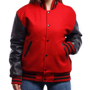 Veste universitaire unisexe respirante de haute qualité, manches longues, décontractée, veste de baseball d'hiver, bloc de couleur, logo en cuir véritable sur le devant - Product Image 3