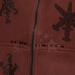 Moda algodón mezclado hombres ácido lavado Rhinestone Sudadera con capucha estilo callejero pulóver cómodo Casual uso diario - Product Image 5