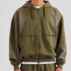 Pull à capuche en éponge française poids lourd personnalisé pour hommes, survêtement grande taille délavé à l'acide, imprimé et respirant pour l'hiver - Product Image 6