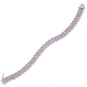 <b>Silver</b> Gourmet Chain Fashion <b>Bracelet</b> with Purple Stones Elegant and Stylish <b>Bangles</b> - Product Image 2