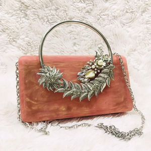 Designer Main de Soirée Nuptiale Résine Embrayage Cum Dames Sling Bag | Fabriqués À La Main Designer Résine Embrayages Sac - Product Image 1