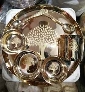 Ensemble de dîner indien haut de gamme en Bronze pur Kansa ensemble Thali pour manger service ensemble Thali en Bronze kansa traditionnel indien haut de gamme - Product Image 5