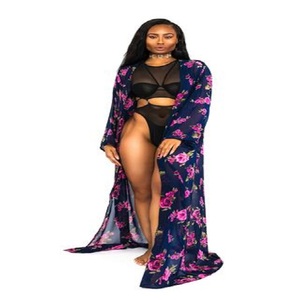 Robe de plage à manches cloche pour femmes, imprimée, avec finition élégante, vêtements de plage pour femmes, imprimés contemporains - Product Image 3