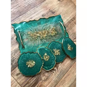 Dessous de verre en pierre Ensemble de 4 sous-verres en résine au design unique et pur avec des matériaux de qualité supérieure par Crescent Crafts - Product Image 2