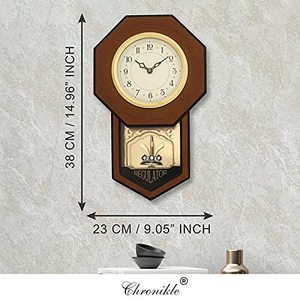 Horloge murale analogique moderne boîtier en bois pièce maîtresse rotative avec chiffres anglais aiguille pour salon décorations pour la maison bureau - Product Image 3
