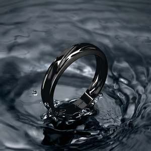 Jeulia Men's Classic <b>Black</b> Bypass Wave Wedding Band-Rose Gold Plated Adjustable Fashion <b>Ring</b> - Product Image 4