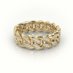 Bague cubaine tendance hip-hop 7 mm en diamant pour hommes et femmes, double rangée de diamants de laboratoire, principalement en or, alliances ou bagues - Product Image 4