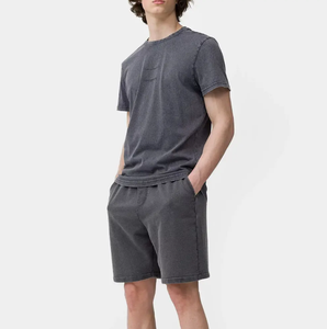 Vêtements d'été pour hommes-Ensemble 2 pièces-T-shirts et shorts-Logo personnalisé en coton-Ensemble surdimensionné de vêtements de sport pour hommes - Product Image 1