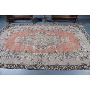 Tapis turc, grand tapis de 6x9,4 pieds, tapis marocain rouge - Product Image 3